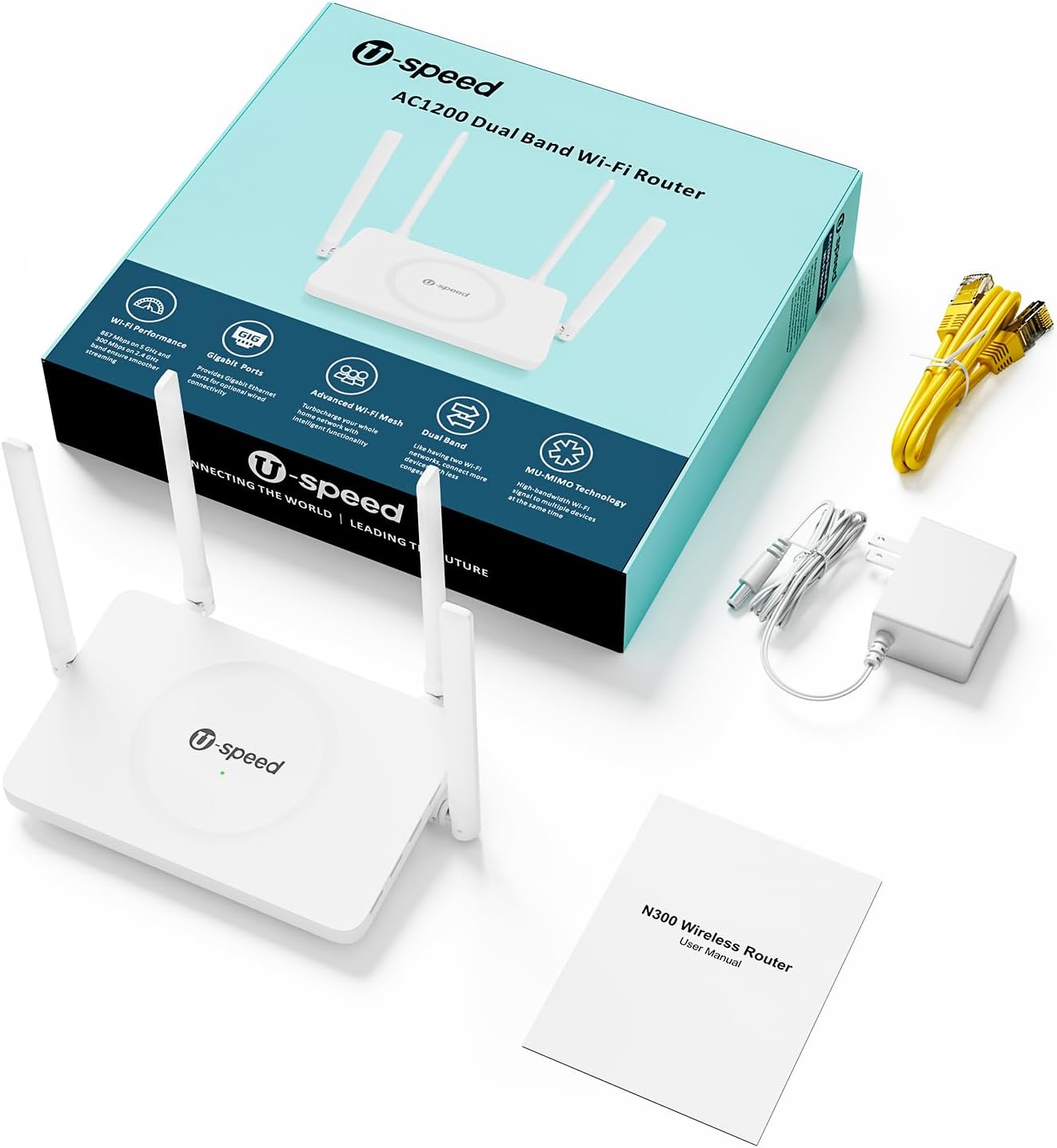 AC1200 WiFi Router Dual Band Wireless Internet Router, 2.4G&5G Wireless Speed Up to 1.2 Gbps, Gigabit Ethernet Ports, Router/Bridge/Repeater, Guest Network, IPV6, EasyMesh, Parental Controls