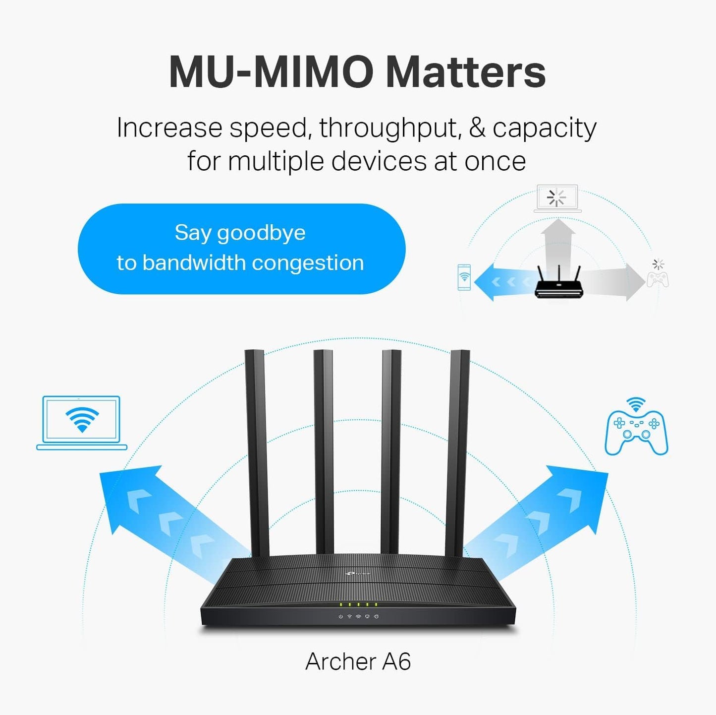 TP-Link AC1200 WiFi Router (Archer A54) - Dual Band Wireless Internet Router, 4 x 10/100 Mbps Fast Ethernet Ports, Supports Guest WiFi, Access Point Mode, IPv6 and Parental Controls