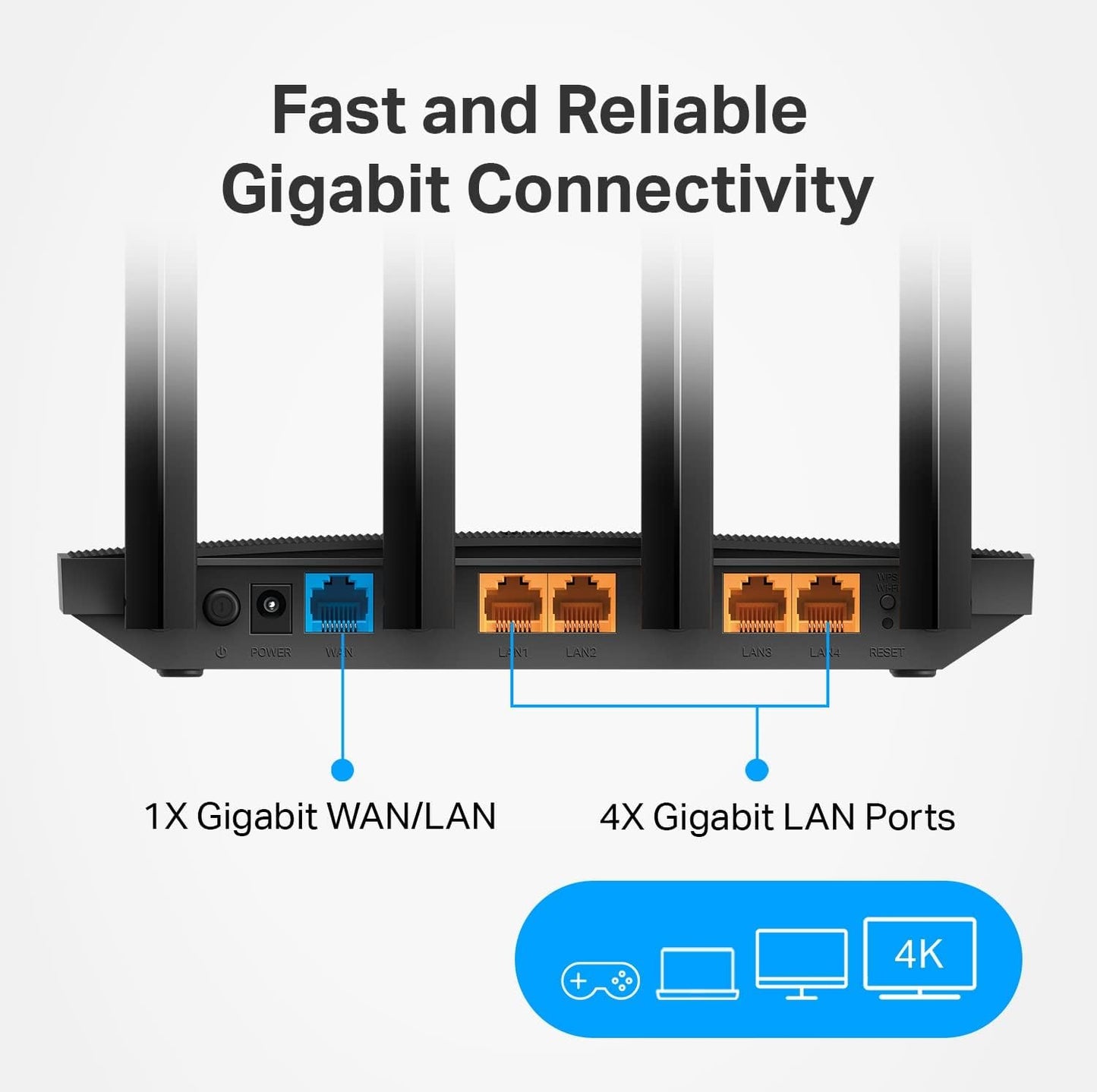 TP-Link AC1200 WiFi Router (Archer A54) - Dual Band Wireless Internet Router, 4 x 10/100 Mbps Fast Ethernet Ports, Supports Guest WiFi, Access Point Mode, IPv6 and Parental Controls