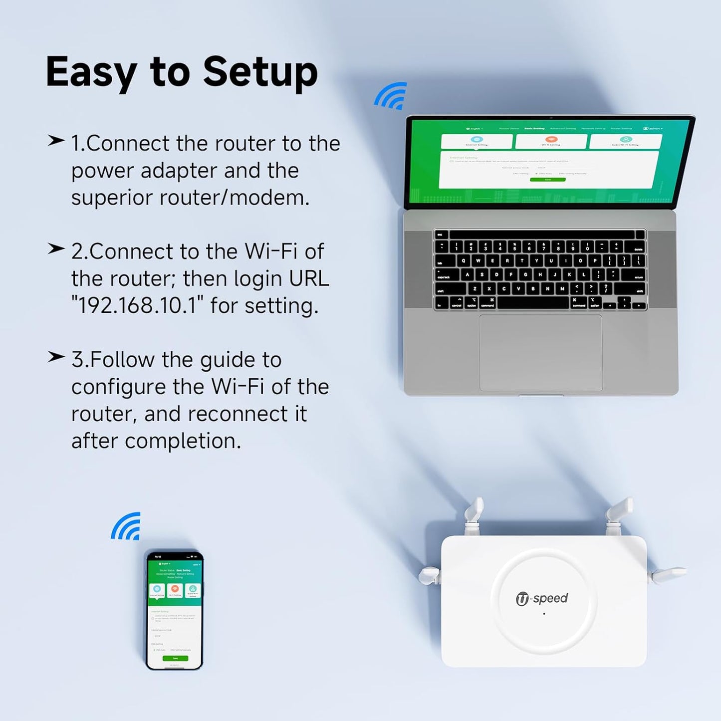 AC1200 WiFi Router Dual Band Wireless Internet Router, 2.4G&5G Wireless Speed Up to 1.2 Gbps, Gigabit Ethernet Ports, Router/Bridge/Repeater, Guest Network, IPV6, EasyMesh, Parental Controls